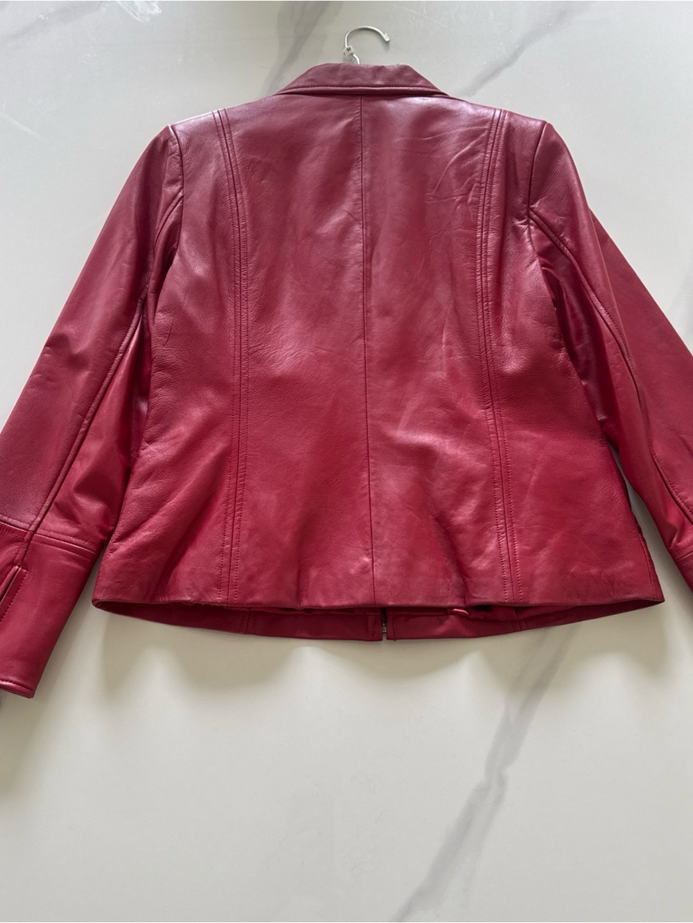 Guillaume Red Leather Zip-Up Jacket - NWT - ladies medium - Picture 8 of 8